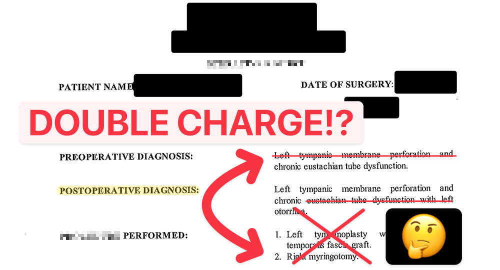 Medical chart showing an unnecessary double charge