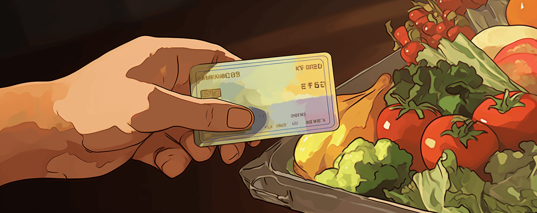 Using EBT card to buy food with food stamps