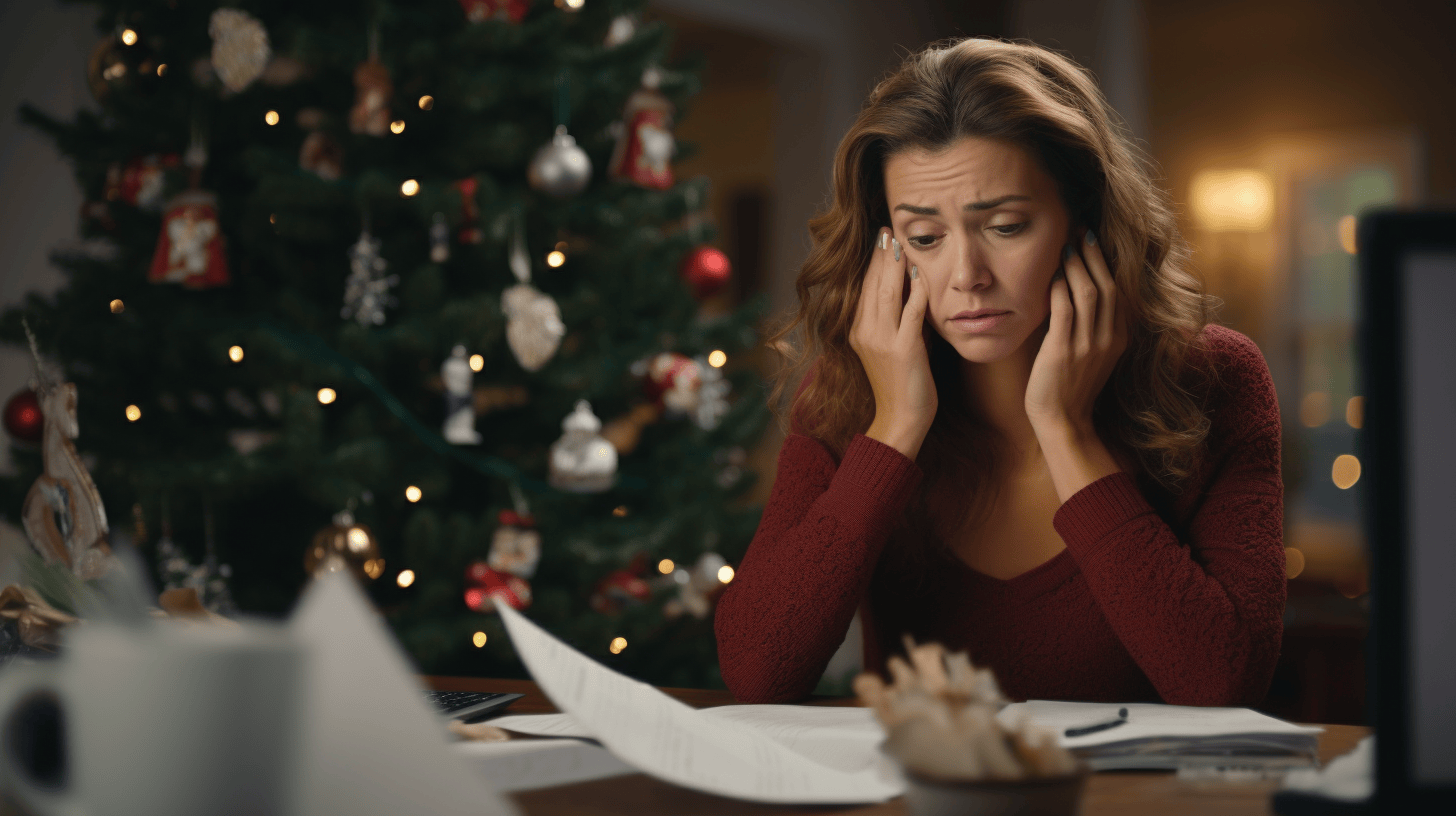 Woman struggling with holiday debt