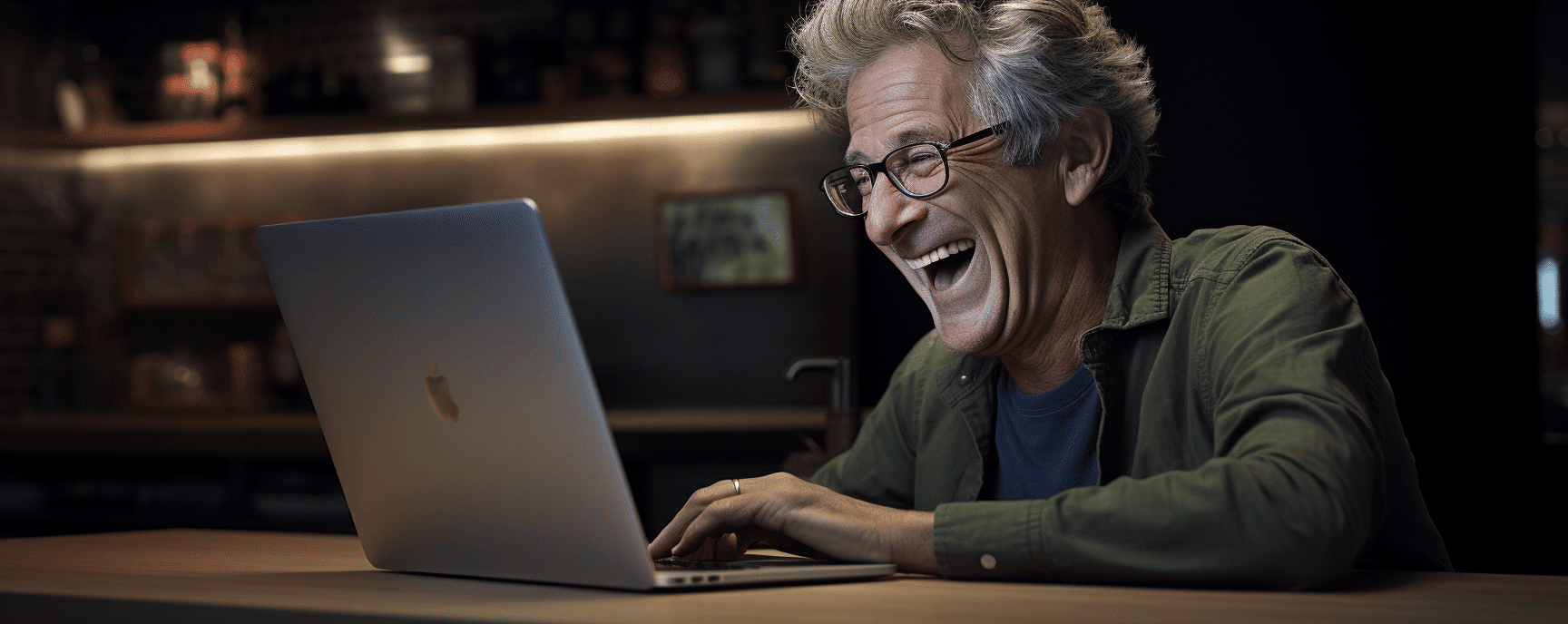 Happy man applying for unclaimed state funds on his computer